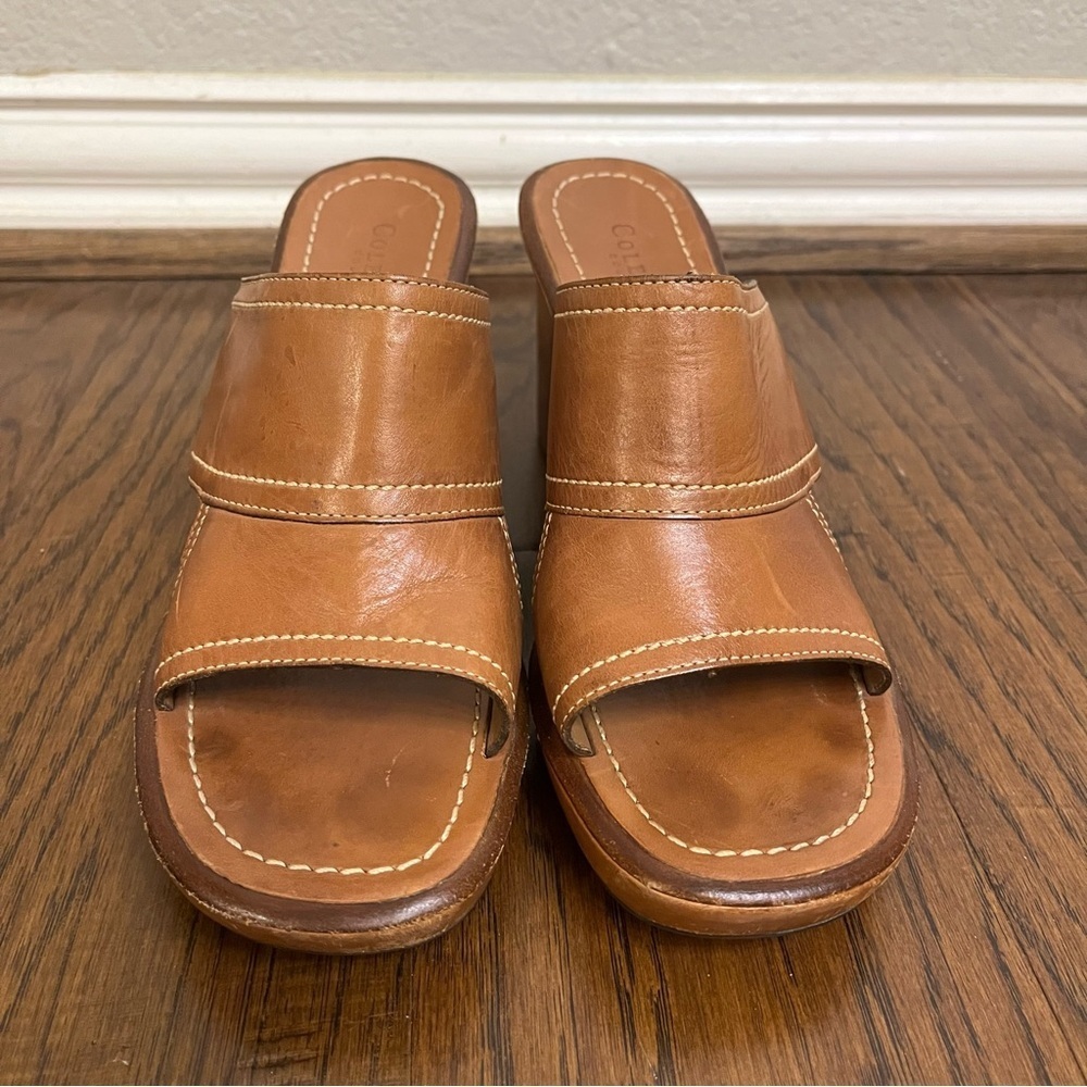 Cole Haan Country Brown Leather Wedge Platform Sandals Women's Size 9.5